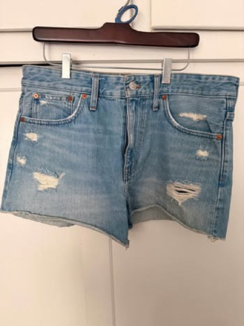 Madewell Light Blue Distressed Denim Cutoff Shorts